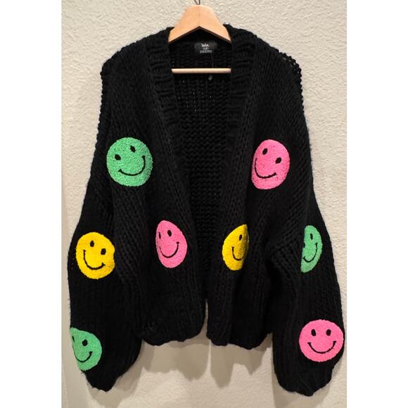 Dressed in La La Visionary Hand Knit Smile Cardigan Size L/XL - Picture 14 of 15